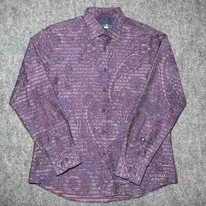 Stone Rose Purple Striped Paisley Floral Long Sleeve Dress Shirt Men Size 5‎